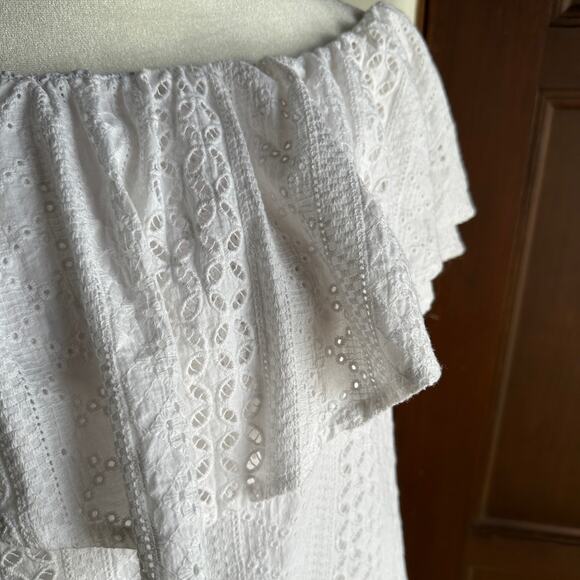 Amanda Uprichard Off Shoulder White Eyelet MiniDress - Sz. S - Picture 2 of 5
